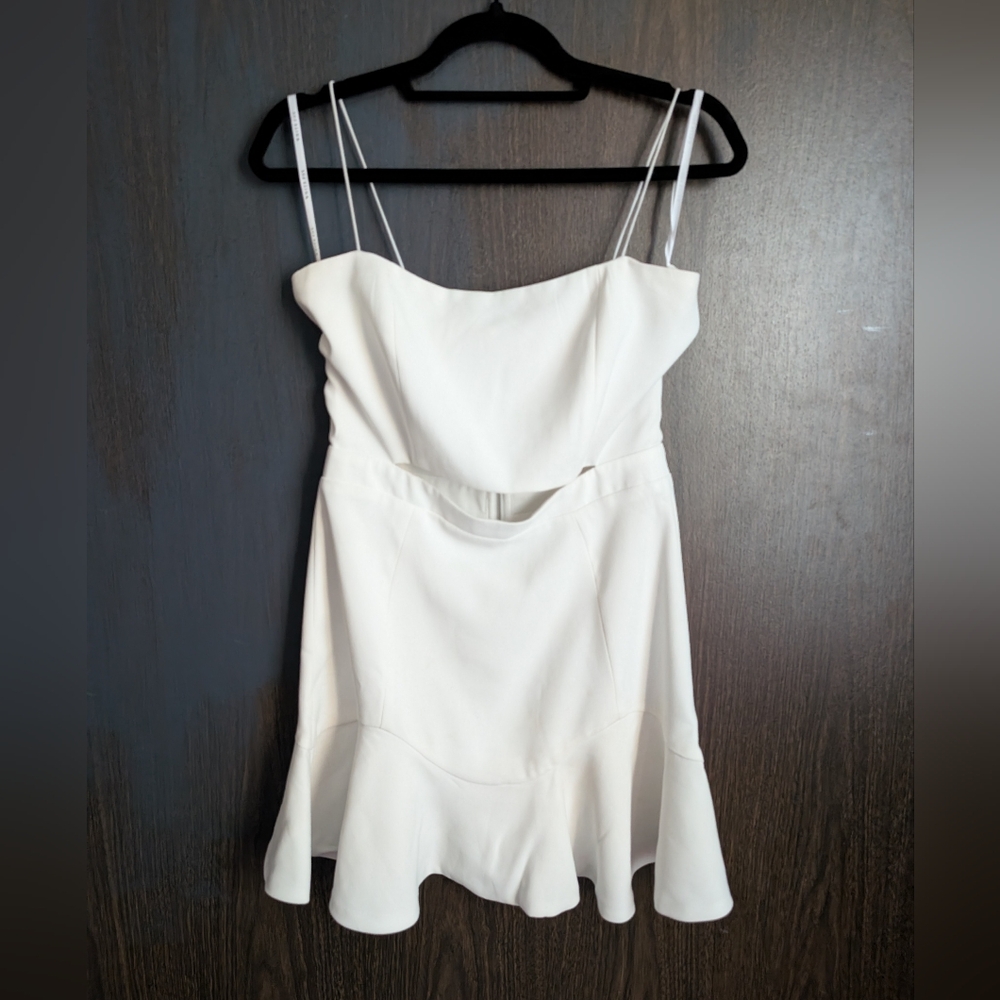 White Fox Cream Cutout Front Fit And Flare Mini Dress